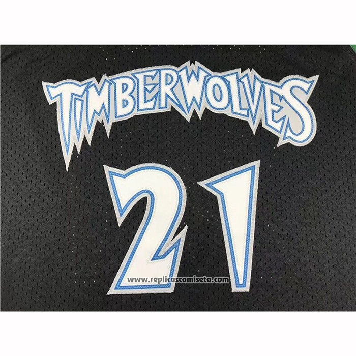 Camiseta Minnesota Timberwolves Kevin Garnett #21 Hardwood Classics Throwback Negro